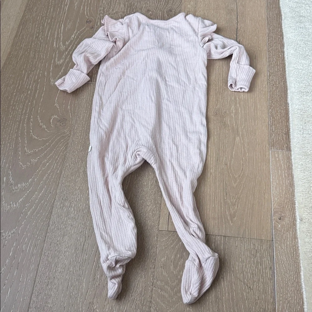 Mori Pink Footed One-Piece with Ruffle Shoulders